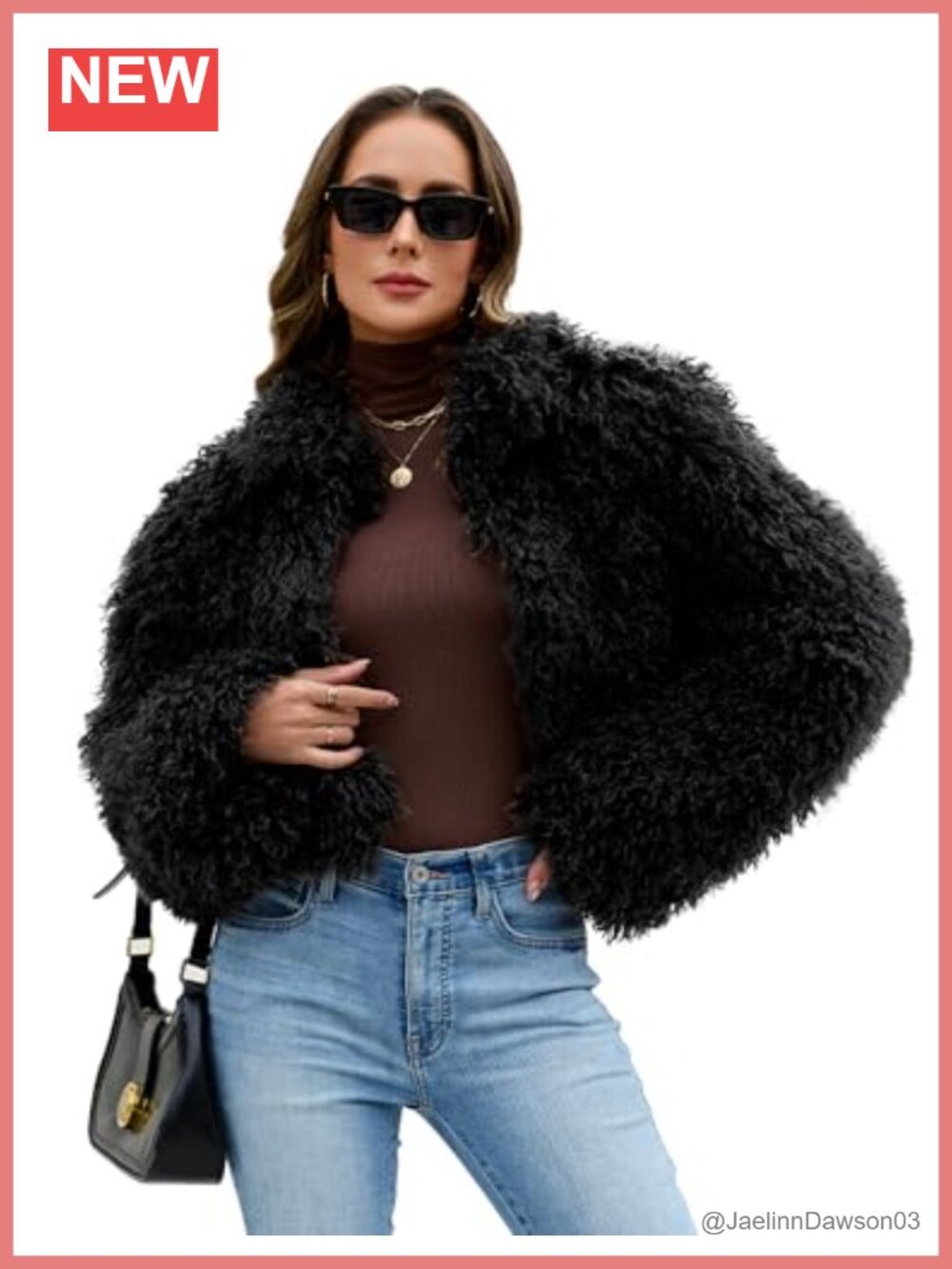 Faux Fur Cropped Coat Fuzzy Long Sleeve Stand Collar Jacket